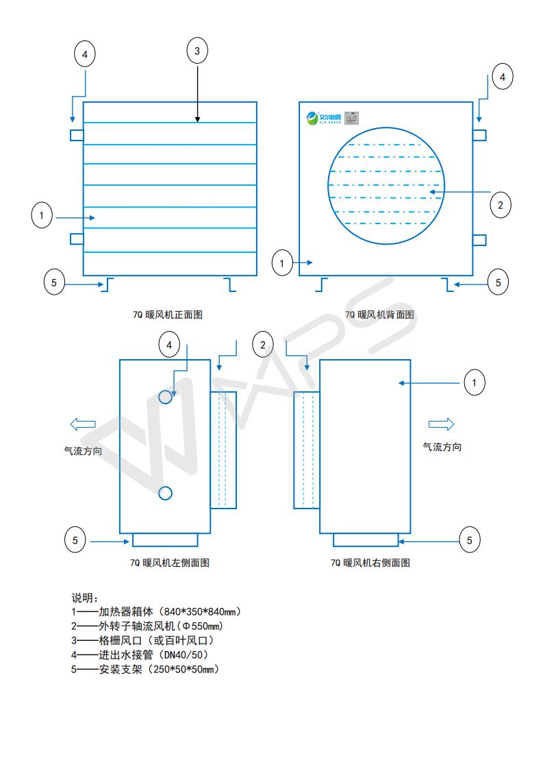 7Q蒸汽暖風機外形尺寸